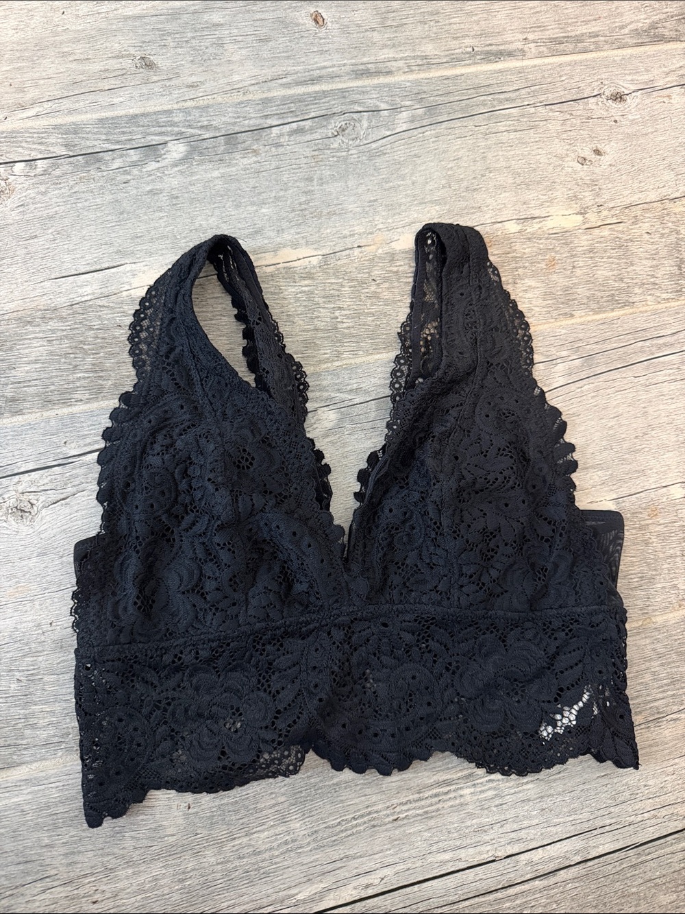 aerie Black Lace Plunge Bralette